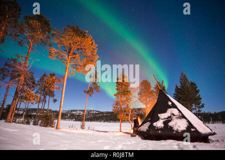 Northern Lights, Aurora Borealis en Laponie, Finlande Banque D'Images