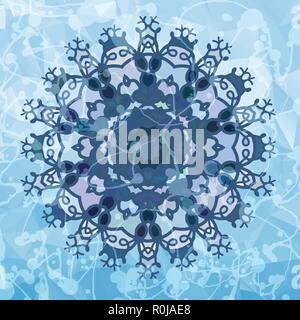 Comme conception flocon de triangles bleus sur fond. Motif rond Mandala. Fleur stylisée. Illustration de Vecteur