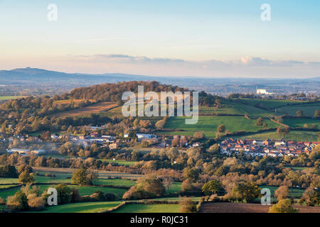 Vue sur le quartier de selsley Stroud communs à l'ensemble de la vallée de stroud en automne au coucher du soleil. Cotswolds, Gloucestershire, Royaume-Uni Banque D'Images