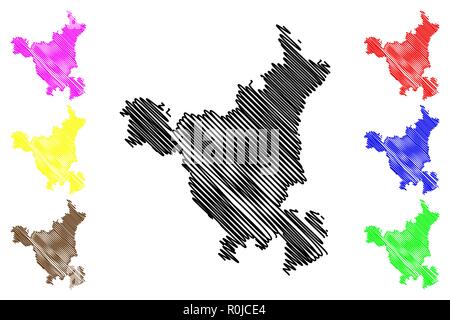 L'Haryana (États et territoires de l'union de l'Inde, États fédérés, République de l'Inde) map vector illustration, croquis Gribouillage à l'état d'Haryana site Illustration de Vecteur