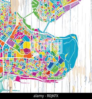 Istanbul map colorés. Carte de la série vintage. Illustration de Vecteur