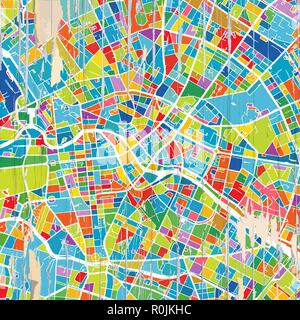 Plan de Berlin aux couleurs vives. Carte de la série vintage. Illustration de Vecteur