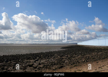 Thorney Bay, plage de Southend-on-Sea, Essex, Angleterre, lors d'une journée ensoleillée Banque D'Images