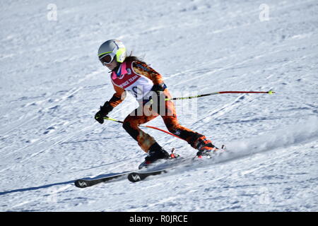 LOON MOUNTAIN USA - 24 janvier : Tina Sutton Memorial - compétition de ski de slalom. Participant non identifié de course de ski junior le 24 janvier 2016 au Banque D'Images