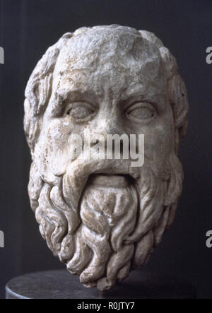 Socrate (470-399 av. J.-C.). Philosophe Grec classique. Copie romaine d'un original grec, 380-360 av. buste British Museum. Londres, Angleterre. Banque D'Images