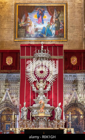 L'autel d'argent (Autel de plata) dans la Cathédrale de Séville, Séville, Andalousie, Espagne Banque D'Images