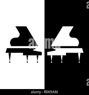 Télévision vecteur illustration de deux instruments de musique. Silhouettes de noir et blanc grand piano. Composition en noir et blanc. Idéal pour les catalogues, d'info Illustration de Vecteur