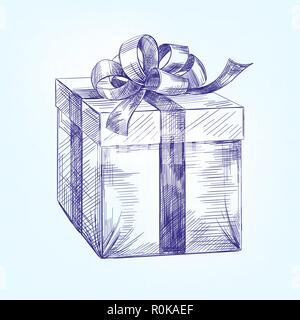 Boîte-cadeau hand drawn vector dessin illustration Illustration de Vecteur