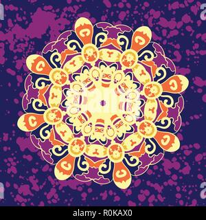 Ronde d'ornement Paisley. Folk Motif Design Illustration de Vecteur