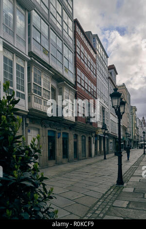 Rue piétonne, dans la vieille ville de Ferrol, La Corogne, Galice, Espagne, Europe Banque D'Images