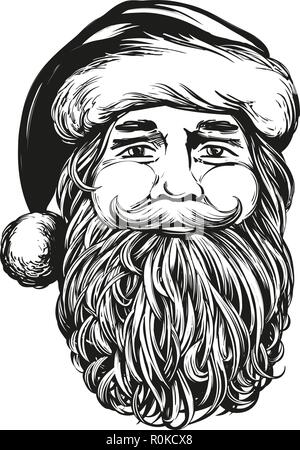 Santa Claus, symbole de Noël hand drawn vector illustration croquis. Illustration de Vecteur