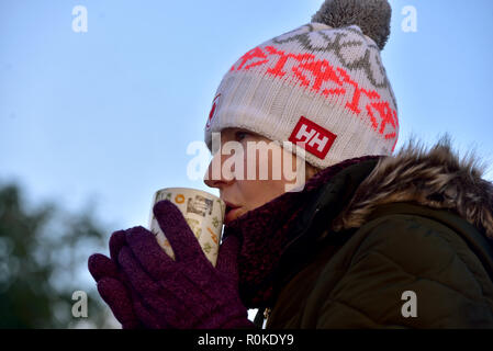 Beaucoup de pays de Galles s'est réveillé ce matin à la couche de givre de surface couvrant les pare-brise de voiture et des températures de gel. retrait de la glace d'un pare-brise de voiture Banque D'Images