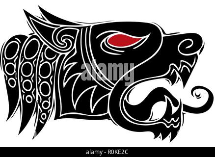 Tête de loup tribal tattoo design ambulant pour vector Illustration de Vecteur