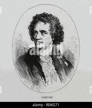 Johann Wolfgang von Goethe (1749-1832). L'écrivain allemand. Gravure de Germania, 1882. Banque D'Images