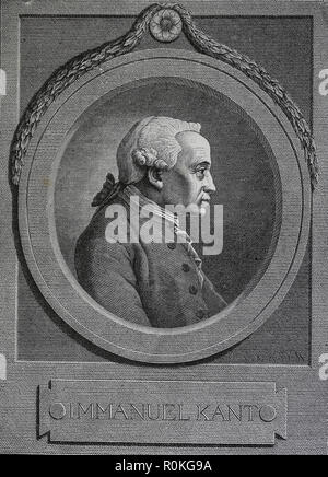 Emmanuel Kant (1724-1804). Philosophe allemand. Gravure de Germania, 1882. Banque D'Images