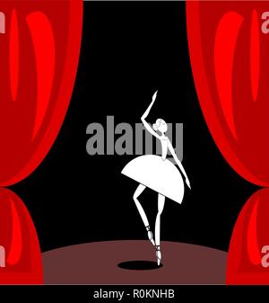 Scène rouge foncé et blanc résumé danseuse de ballet Illustration de Vecteur