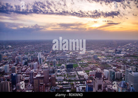 Chicago skyline at Dusk (top view Banque D'Images