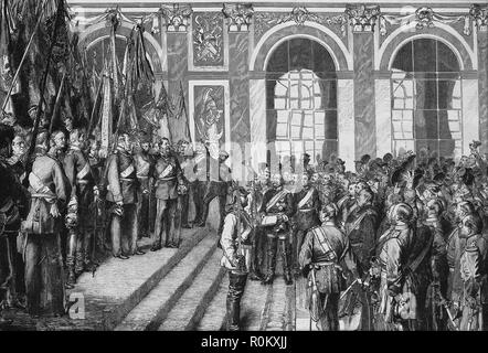 Unification de l'Allemagne. Proclamation de l'Empire allemand. 8 janvier 1871. Galerie des Glaces, Château de Versailles, France. Banque D'Images