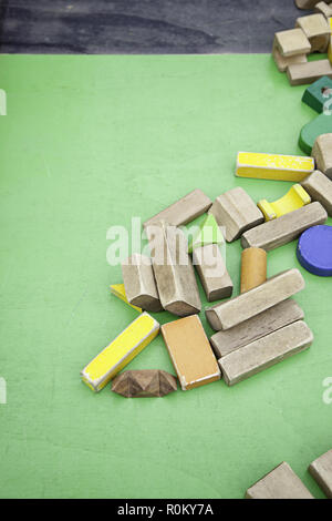 Ensemble de blocs en bois, détail de blocs de bois pour aire de jeux, fun Banque D'Images