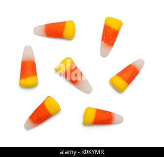 Quelques morceaux de maïs de bonbons isolé sur un fond blanc. Banque D'Images