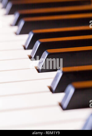 Le noir et blanc touches piano Close Up. Banque D'Images