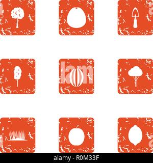 Slow food icons set, grunge style Illustration de Vecteur