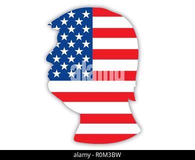 Donald Trump silhouette sur le drapeau américain, United States Illustration de Vecteur