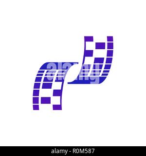 Résumé les formes de pixels logo. Deux feuilles de vol avec un fond Illustration de Vecteur