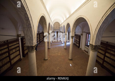 Bibliothèque de l'abbaye de Monte Oliveto Maggiore, près de Asciano en Toscane Italie, Europe Banque D'Images