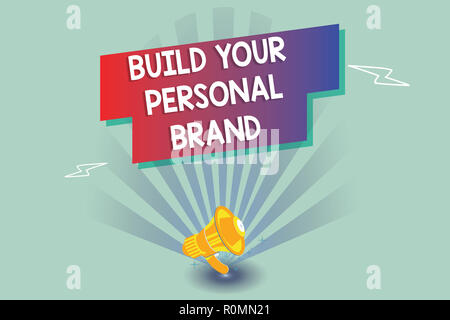 Signe texte montrant construire votre marque personnelle. Photo conceptuelle La pratique de marketing montrant eux-mêmes. Banque D'Images