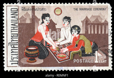 Timbre-poste de la Thaïlande dans les cérémonies série émise en 1969 Banque D'Images