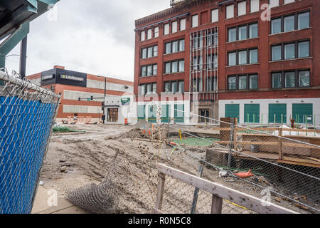 Reconstruction de la Jane Byrne Circle de correspondance dans le centre-ville de Chicago. Banque D'Images