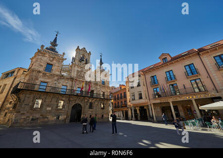 La place principale et de la Mairie, Astorga, Chemin de Saint Jacques, Leon, Province de Castille-león, Espagne, Europe Banque D'Images