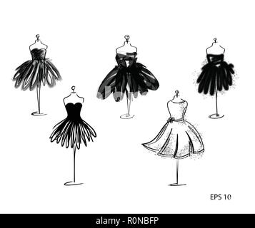 Jeu de mannequin sur mesure l'icône de mode sur fond blanc. Atelier, concepteur, constructeur, couturière, logo, objet de l'affiche. Couture noir, symbole silhouett Illustration de Vecteur