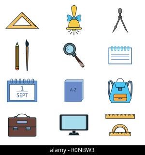 L'École coloré vecteur icons set Illustration de Vecteur