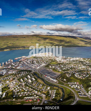 Aérien - Akureyri, Islande du Nord Banque D'Images