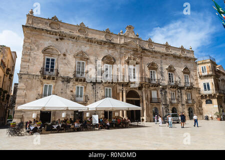 Les détails architecturaux. Ortigia. Petite île qui est le centre historique de la ville de Syracuse, en Sicile. L'Italie. Banque D'Images