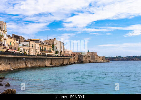 Ortigia. Petite île qui est le centre historique de la ville de Syracuse, en Sicile. L'Italie. Banque D'Images