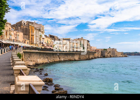 Ortigia. Petite île qui est le centre historique de la ville de Syracuse, en Sicile. L'Italie. Banque D'Images