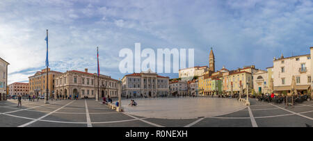 Place Centrale, Tartini Piran, Slovénie, Adriatique Banque D'Images