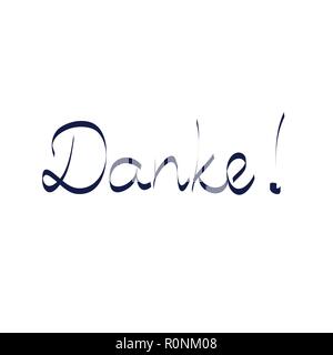 Texte allemand Danke Merci traduction inscription calligraphie hand drawn vector illustration lettrage Illustration de Vecteur