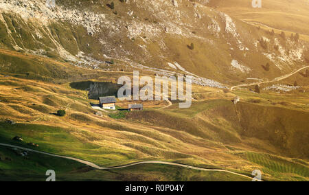 Beauiful vue sur la vallée de seceda, Dolomites, Italie, Europe Banque D'Images
