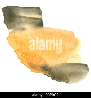 Aquarelle orange et brun blot isolé sur fond blanc Banque D'Images