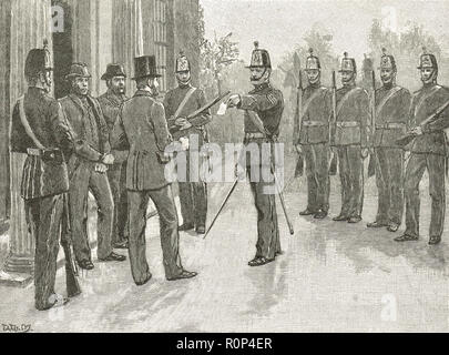 L'arrestation de républicains irlandais James Stephens, fondateur de l'invasion des Fenians le journal Irlandais, 1865 Banque D'Images