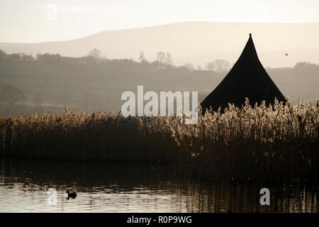 Welsh Centre Crannog, Llangorse,Powys,Pays de Galles, Royaume-Uni Banque D'Images