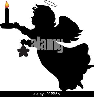 Ange De Noel Silhouette Bougie Star Image Vectorielle Stock Alamy