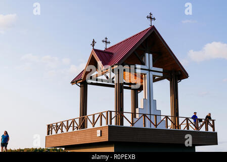 Chapelle où le Pape Jean Paul II a donné la masse sur la colline des croix, Siauliai (Šiauliai), Siauliai County , la Lituanie, Pays Baltes, Europe Banque D'Images