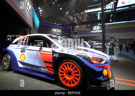 Shanghai. Nov 7, 2018. Photo prise le 7 novembre 2018 montre un i20 WRC Voiture de course sur le stand de Hyundai au cours de la première importation de Chine Exposition Universelle de Shanghai, la Chine orientale. Credit : Zhang Yudong/Xinhua/Alamy Live News Banque D'Images