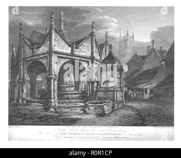 "La Croix du marché, Glastonbury', c1799. Créateurs : William Byrne, William Lowry. Banque D'Images