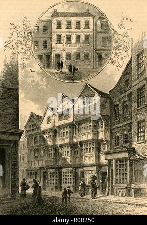 "La Trompette, après, le duc de York, Shire Lane, 1778. Elias Ashmole's House', (1897). Créateur : Inconnu. Banque D'Images